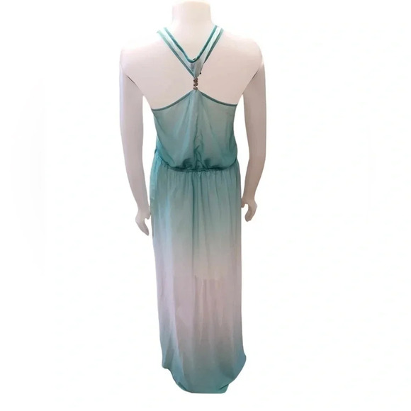 2b  bebe Sheath Hi Lo Sleeveless Green White Racerback Dress Size XL - Picture 2 of 11